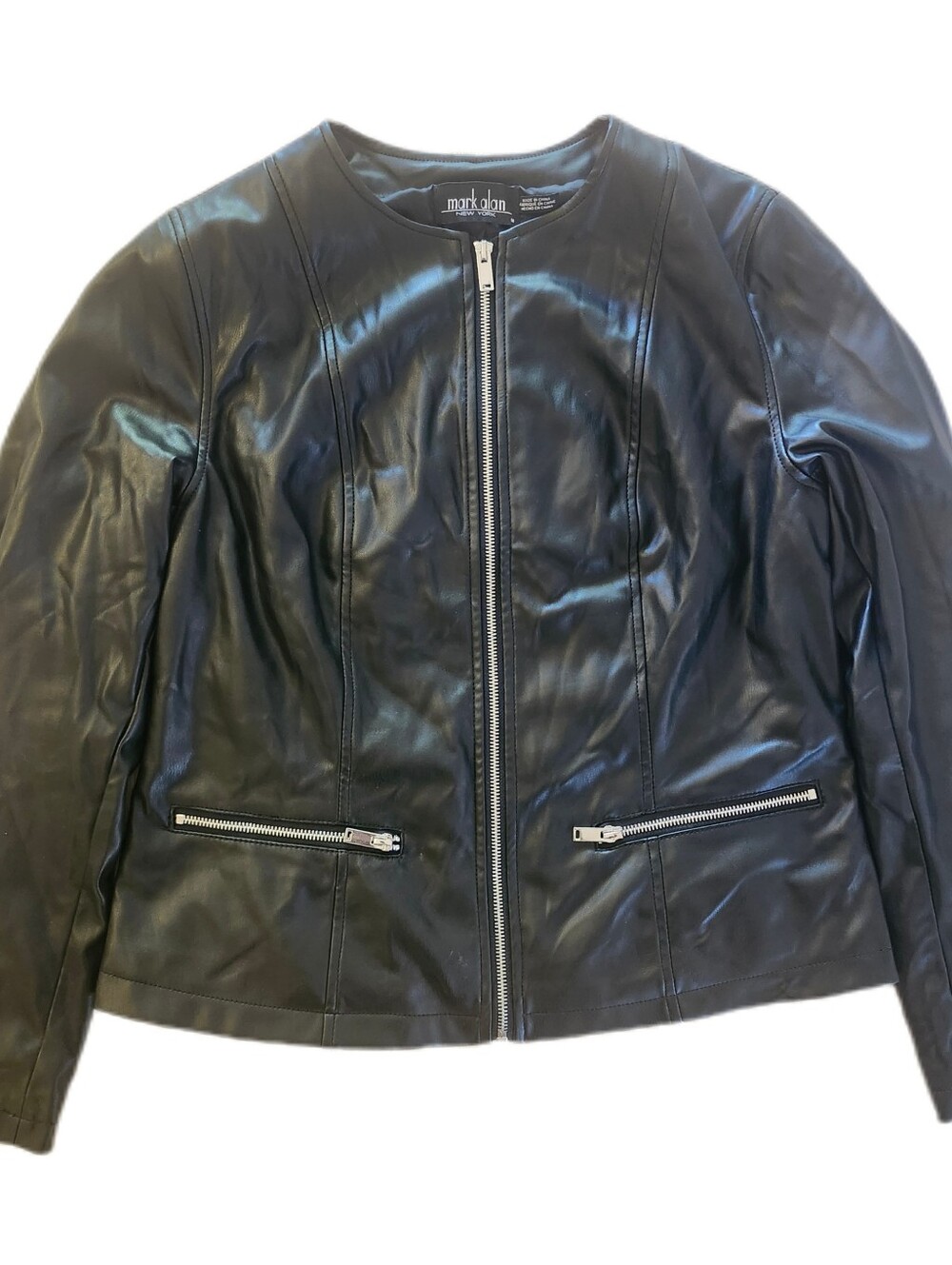Black Faux Leather Zip Jacket